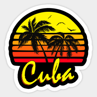 Cuba Retro Sunset Sticker